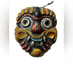 African Clay Multicolor Pottery Mask